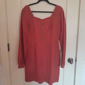 Women's Rust Linen Dress, M